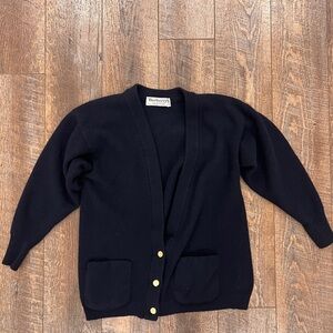Burberry Navy Blue Lambswool Knit